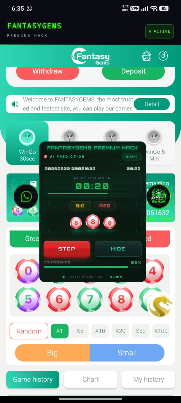 Wingo Prediction Hack Panel for FantasyGems | Latest Version